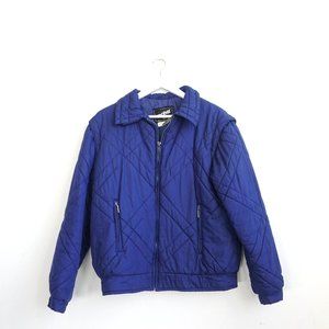 Blue Bomber  Jacket Women Large Quilted Ski Montreal CANADA 70s VINTAGE Topher